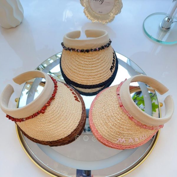 designer,replica,clothing,fake,1:1,lv,luxury,high quality MARNI spring and summer new style raffia contrasting empty top hat