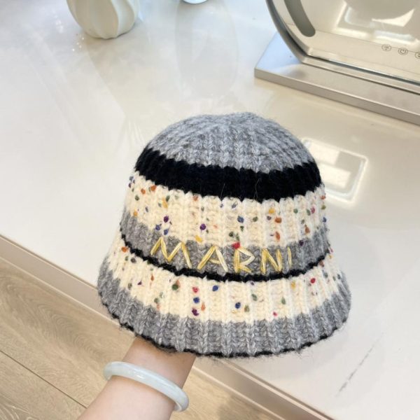 designer,replica,clothing,fake,1:1,lv,luxury,high quality MARNI new mixed color striped knitted bucket hat