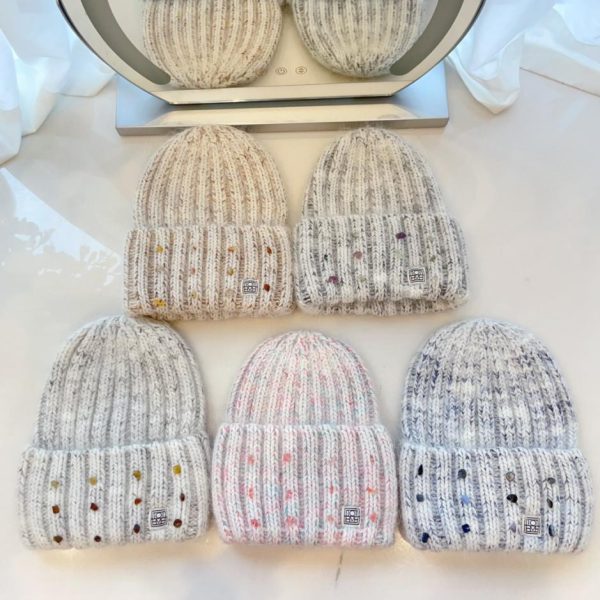 designer,replica,clothing,fake,1:1,lv,luxury,high quality Toteme new autumn and winter mixed color rabbit fur knitted hat