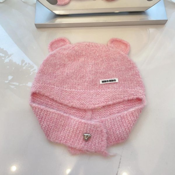 designer,replica,clothing,fake,1:1,lv,luxury,high quality Margiela mm6 autumn and winter bear ears scarf knitted hat