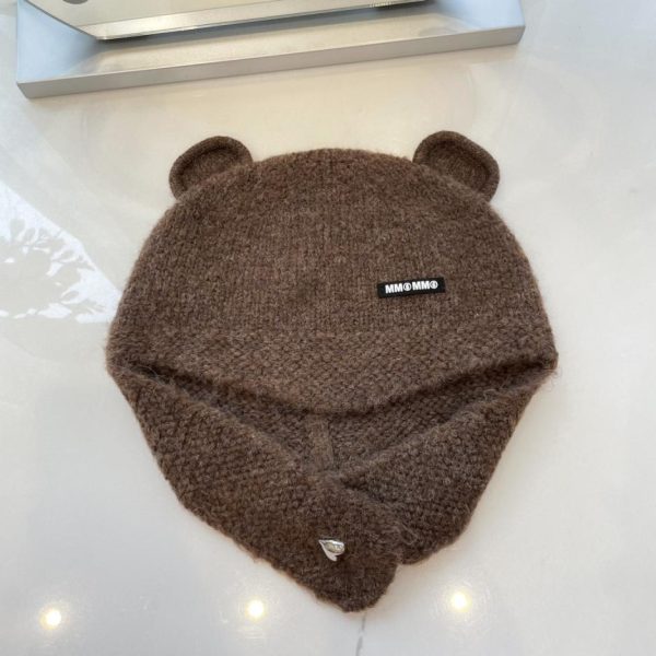 designer,replica,clothing,fake,1:1,lv,luxury,high quality Margiela mm6 autumn and winter bear ears scarf knitted hat