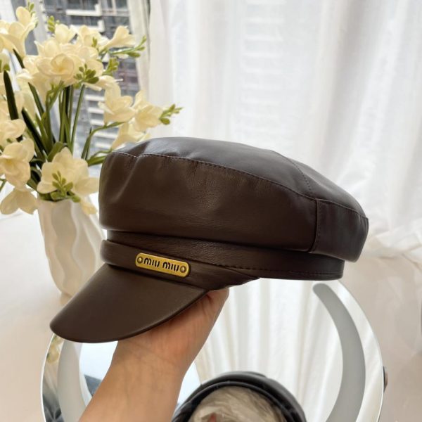 designer,replica,clothing,fake,1:1,lv,luxury,high quality MiuMiu new leather military cap