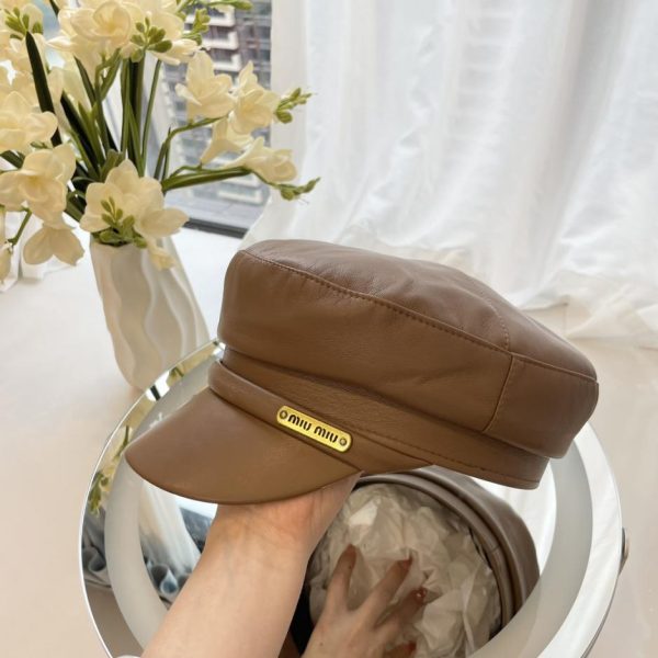 designer,replica,clothing,fake,1:1,lv,luxury,high quality MiuMiu new leather military cap