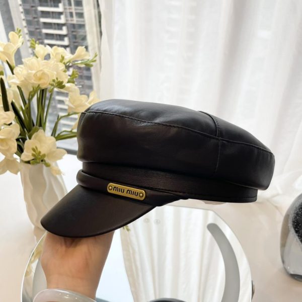 designer,replica,clothing,fake,1:1,lv,luxury,high quality MiuMiu new leather military hat