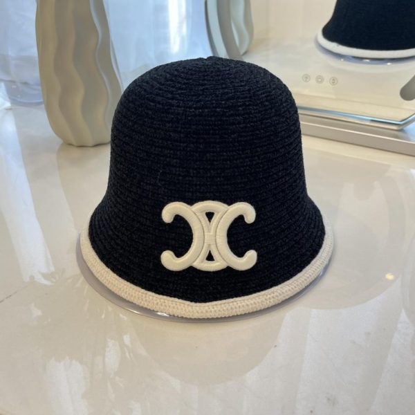 designer,replica,clothing,fake,1:1,lv,luxury,high quality CELINE new chenille striped bucket hat