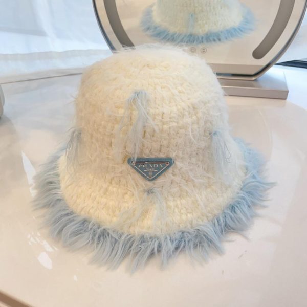 designer,replica,clothing,fake,1:1,lv,luxury,high quality Prada autumn and winter hand hooked tassel fisherman hat knitted hat