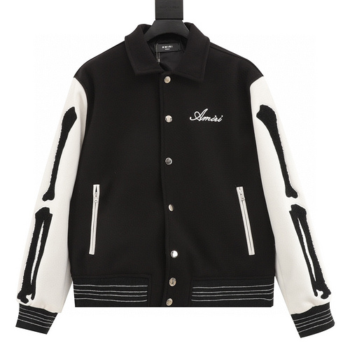 designer,replica,clothing,fake,1:1,lv,luxury,high quality Amiri skull embroidered baseball jacket (9063)