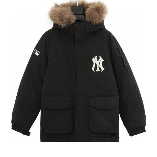 designer,replica,clothing,fake,1:1,lv,luxury,high quality MLB Men and Women Couple Mid-Length Goose Down Warm Down Jacket Windproof Large Fur Collar (20E3)