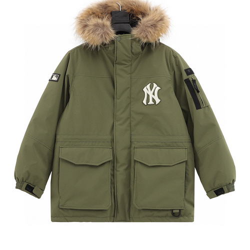 designer,replica,clothing,fake,1:1,lv,luxury,high quality MLB men and women couples mid-length goose down warm down jacket windproof large fur collar (AE09)