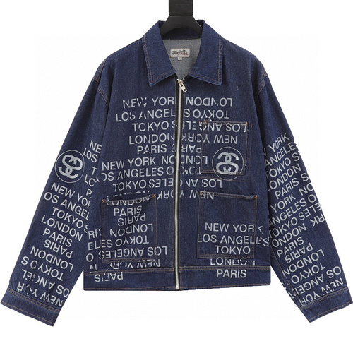 designer,replica,clothing,fake,1:1,lv,luxury,high quality STUSSY denim jacket (5C75)