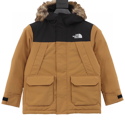 designer,replica,clothing,fake,1:1,lv,luxury,high quality  THE NORTH FACE brand logo embroidered hooded fur collar zipper down jacket (1B1A)