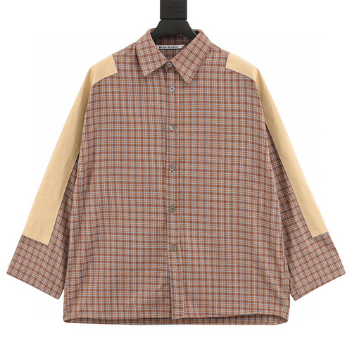 designer,replica,clothing,fake,1:1,lv,luxury,high quality ACNE patchwork plaid long-sleeved shirt (CFD9)