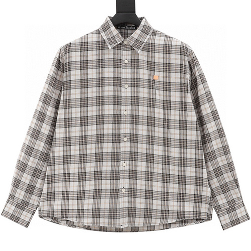 designer,replica,clothing,fake,1:1,lv,luxury,high quality ACNE STUDIOS 2024 new face expression logo flannel plaid shirt (D521)