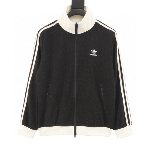 designer,replica,clothing,fake,1:1,lv,luxury,high quality Adidas originals American retro series clover logo embroidered side stripes retro sports stand collar jacket (6954)