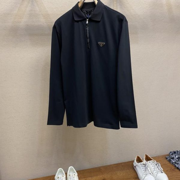 designer,replica,clothing,fake,1:1,lv,luxury,high quality Prada PA Iron Lapel Polo Long Sleeve