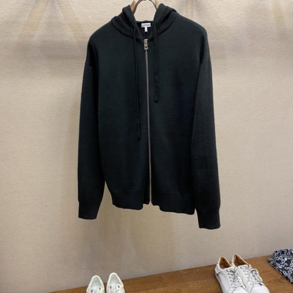 designer,replica,clothing,fake,1:1,lv,luxury,high quality Loewe 100% wool zip-up knitted hoodie