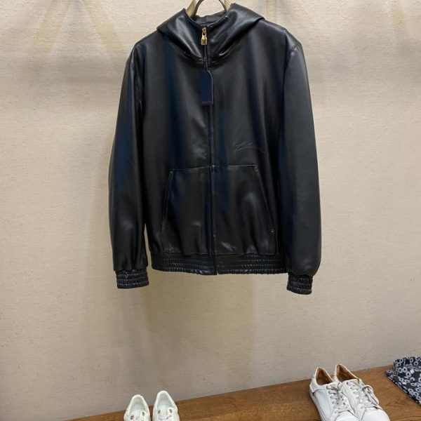 designer,replica,clothing,fake,1:1,lv,luxury,high quality Louis Vuitton new hooded leather jacket