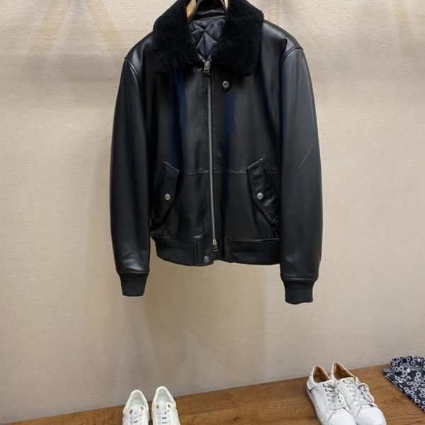 designer,replica,clothing,fake,1:1,lv,luxury,high quality TF wool collar leather jacket