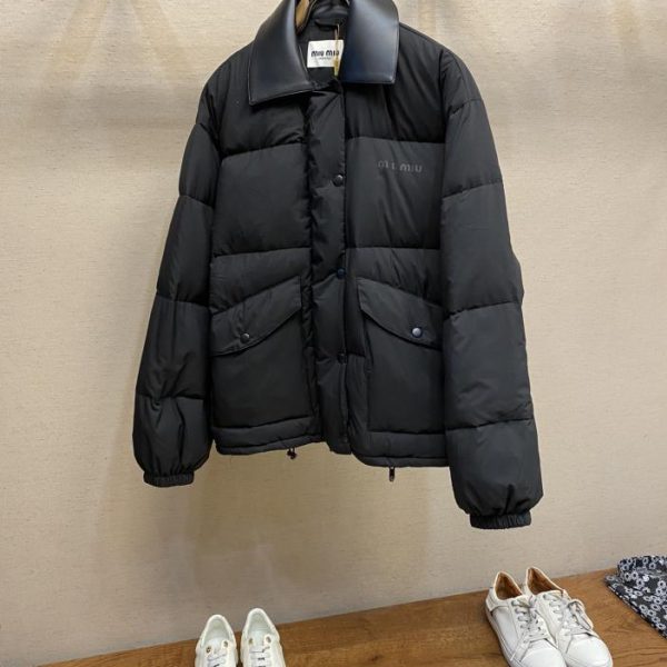 designer,replica,clothing,fake,1:1,lv,luxury,high quality Miu Miu show style leather down jacket shipped