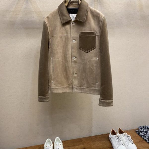 designer,replica,clothing,fake,1:1,lv,luxury,high quality Dior new wool splicing leather jacket