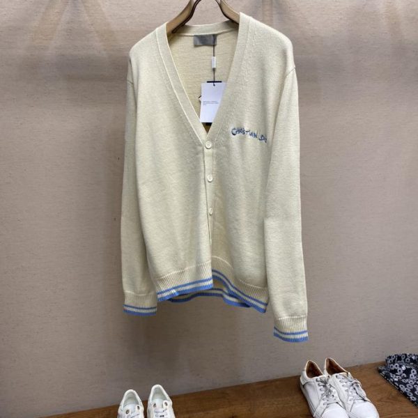 designer,replica,clothing,fake,1:1,lv,luxury,high quality Dior wool blend Christian Dior Tag embroidered cardigan