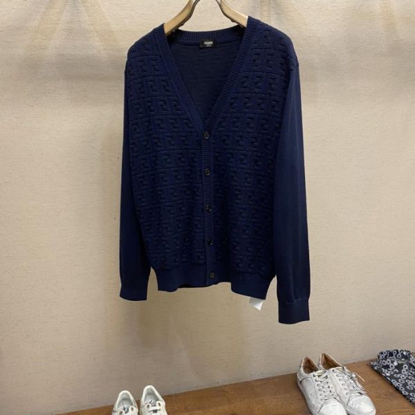 designer,replica,clothing,fake,1:1,lv,luxury,high quality Fendi FF Stripes jacquard wool cardigan cardigan