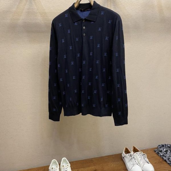 designer,replica,clothing,fake,1:1,lv,luxury,high quality LV new knitted sweater long-sleeved polo shirt for men and women