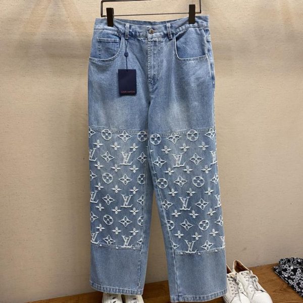 designer,replica,clothing,fake,1:1,lv,luxury,high quality LV 2025 SS new denim casual trousers