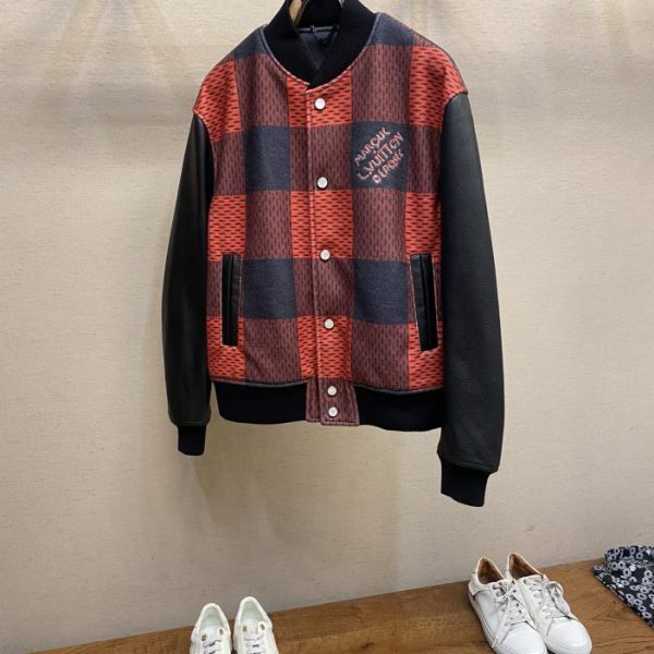 designer,replica,clothing,fake,1:1,lv,luxury,high quality LV new product wool cowhide baseball jersey