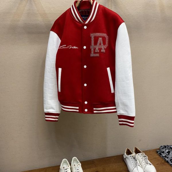 designer,replica,clothing,fake,1:1,lv,luxury,high quality LV new men’s baseball jacket with denim material and leather sleeves