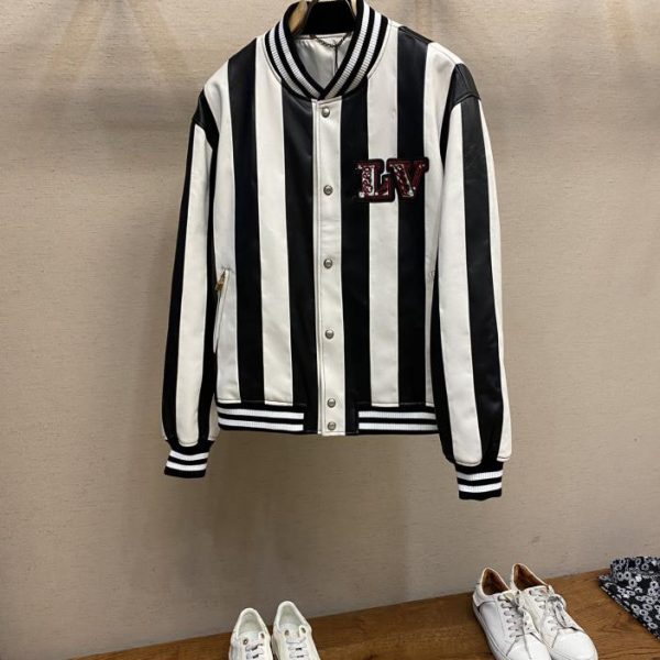 designer,replica,clothing,fake,1:1,lv,luxury,high quality LV Men’s Two Tone Vertical Stripe Pattern Python Leather Bomber Jacket