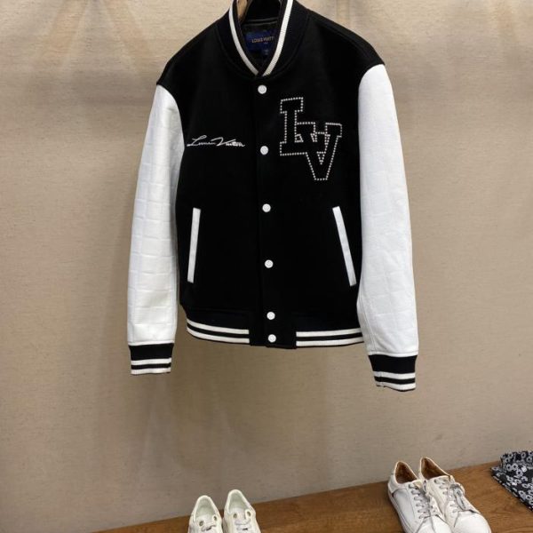 designer,replica,clothing,fake,1:1,lv,luxury,high quality LV new nylon and leather sleeve men’s baseball jacket