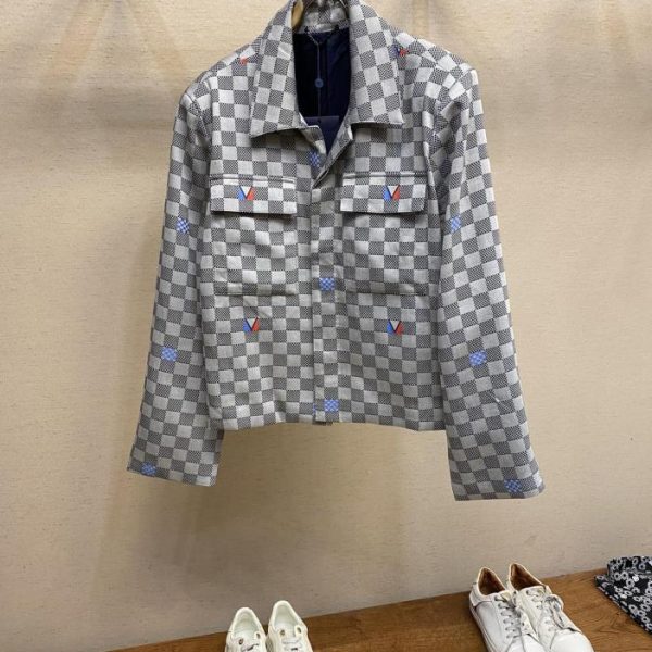 designer,replica,clothing,fake,1:1,lv,luxury,high quality LV new DAMIER open collar shirt jacket