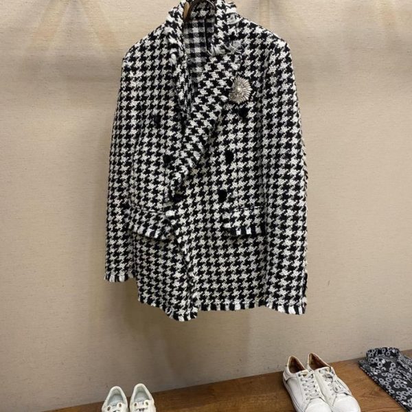 designer,replica,clothing,fake,1:1,lv,luxury,high quality BALMANIN houndstooth emblem jacket, same style for men and women