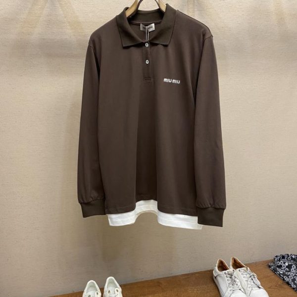 designer,replica,clothing,fake,1:1,lv,luxury,high quality Miumiu Pop-UP long sleeve polo lapel shirt