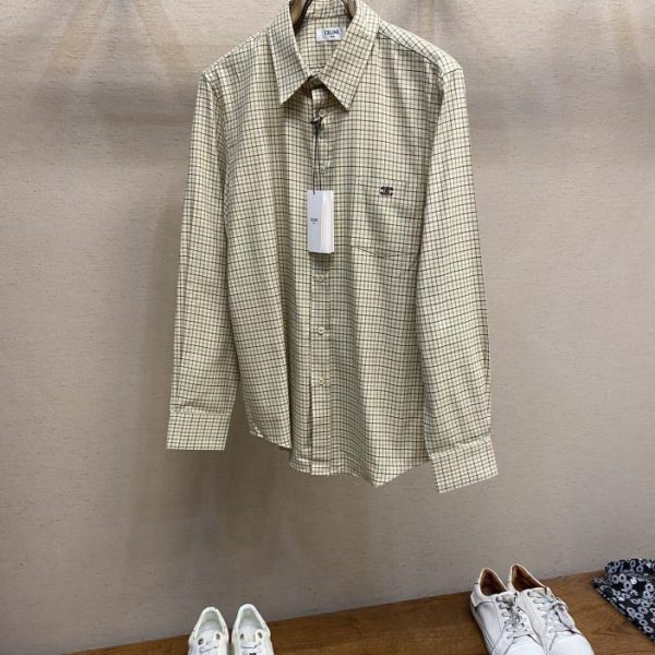 designer,replica,clothing,fake,1:1,lv,luxury,high quality Celine classic small plaid shirt