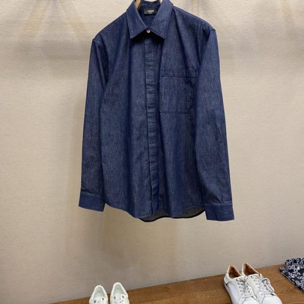 designer,replica,clothing,fake,1:1,lv,luxury,high quality Fendi denim FF small logo embroidered shirt jacket
