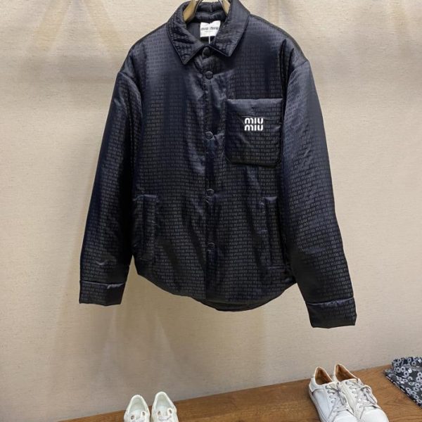 designer,replica,clothing,fake,1:1,lv,luxury,high quality MiuMiu jacquard logo letter padded jacket