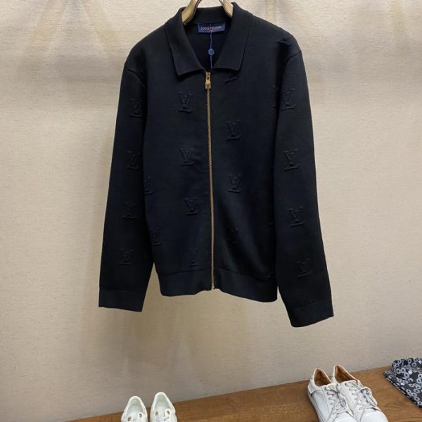 designer,replica,clothing,fake,1:1,lv,luxury,high quality LV lapel knitted zipper jacket
