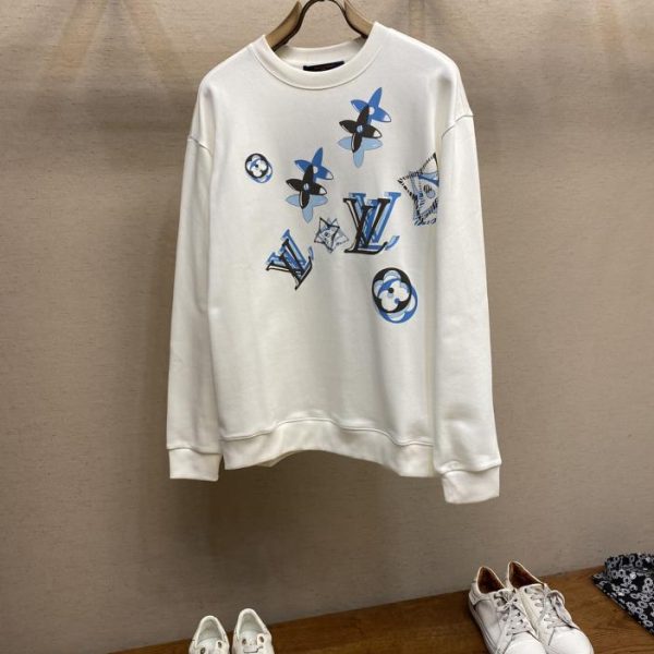 designer,replica,clothing,fake,1:1,lv,luxury,high quality LV crew neck pullover terry cotton sweatshirt