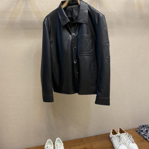 designer,replica,clothing,fake,1:1,lv,luxury,high quality LV 3D detail leather jacket