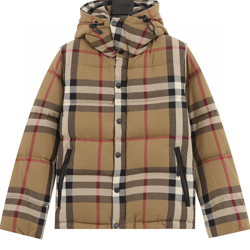 designer,replica,clothing,fake,1:1,lv,luxury,high quality Burberry detachable sleeves stand-up collar plaid down jacket (30C4)