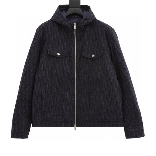 designer,replica,clothing,fake,1:1,lv,luxury,high quality Dior jacquard LOGO hooded down jacket (11D2)