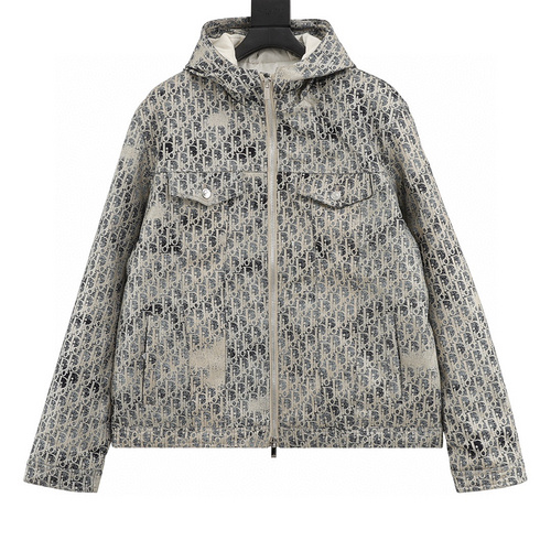 designer,replica,clothing,fake,1:1,lv,luxury,high quality Dior jacquard LOGO hooded down jacket (B64E)