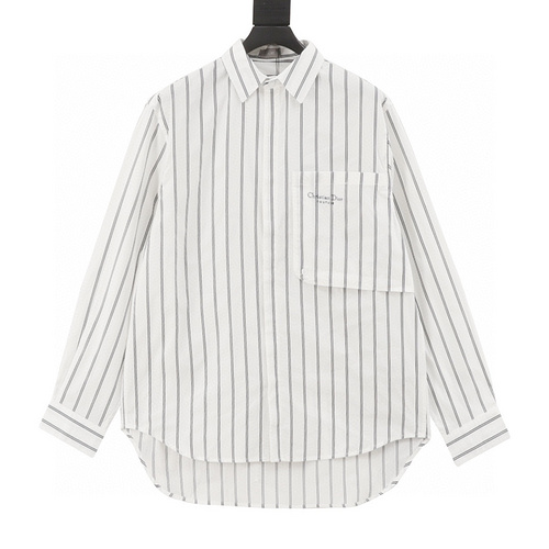designer,replica,clothing,fake,1:1,lv,luxury,high quality Dior vertical stripes small label long-sleeved shirt (19C3)