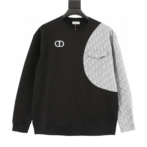 designer,replica,clothing,fake,1:1,lv,luxury,high quality Dior embroidered patchwork crew neck sweatshirt (352E)