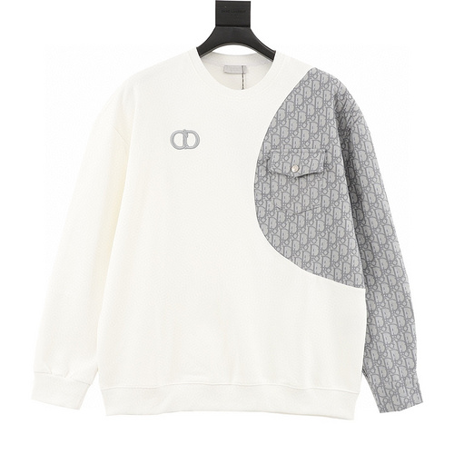 designer,replica,clothing,fake,1:1,lv,luxury,high quality Dior embroidered patchwork crew neck sweatshirt (5CB0)