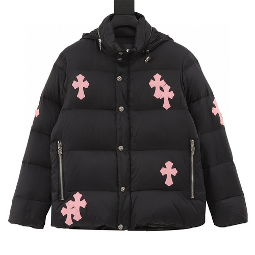 designer,replica,clothing,fake,1:1,lv,luxury,high quality Chrome Hearts cross lambskin patchwork leather logo embroidered remake down jacket (B478)