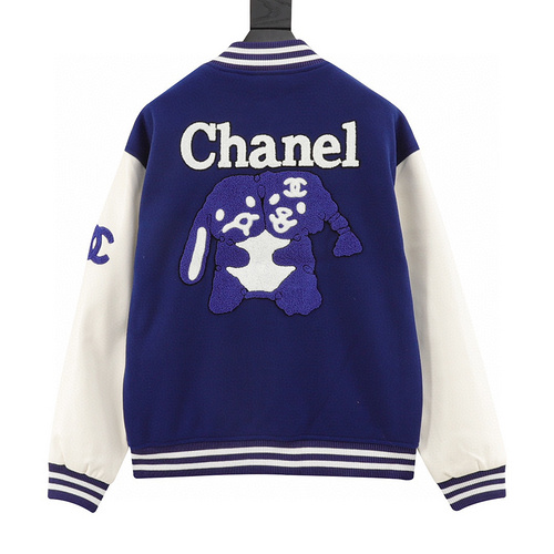 designer,replica,clothing,fake,1:1,lv,luxury,high quality CHANEL patchwork flocked embroidered baseball jersey jacket (AEE2)