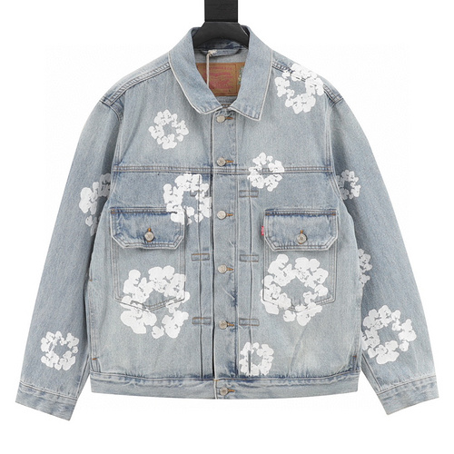 designer,replica,clothing,fake,1:1,lv,luxury,high quality DENIM TEARS cotton graffiti printed denim jacket (4F38)